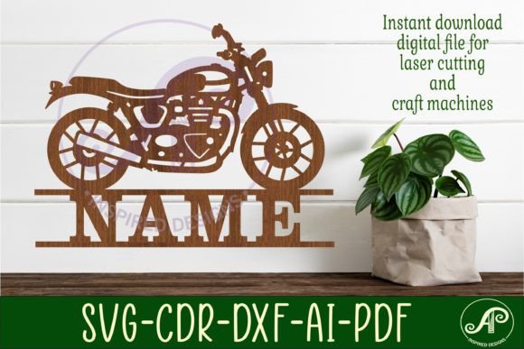 Download Motorbike Name Sign Svg Laser Cut File - Laser cut Collection