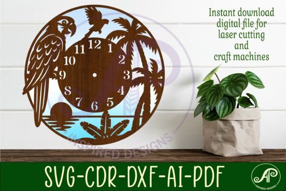 Download Parrot Bird Clock Wall Clock Laser Cut - Laser cut Collection