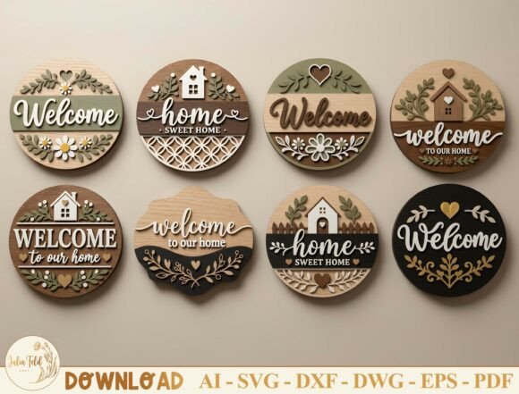Download Welcome Sign Laser Cut File SVG Bundle - Laser cut Collection
