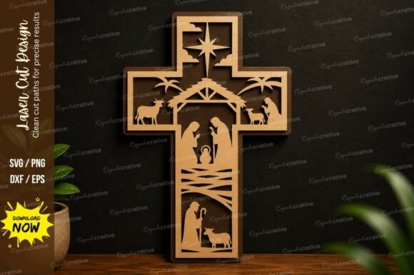 Download Christian Cross Nativity Laser Cut SVG - Laser cut Collection
