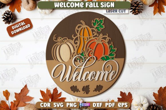 Download Welcome Fall Sign Laser Cut Design - Laser cut Collection