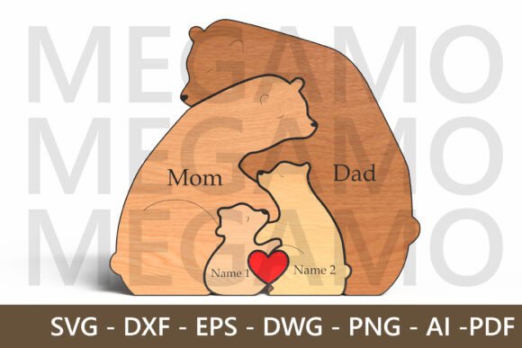 Download Bear Family Puzzle – Laser Cut SVG - Laser cut Collection
