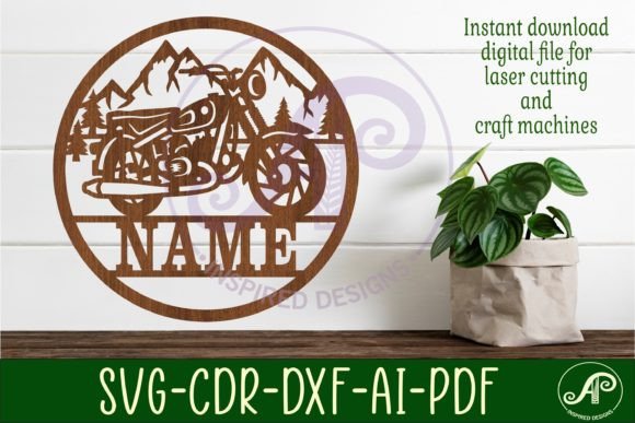 Download Motorcycle Name Sign Svg Laser Cut File - Laser cut Collection