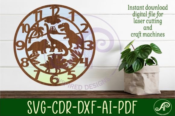 Download Dinosaur Animal Wall Clock Laser Cut - Laser cut Collection