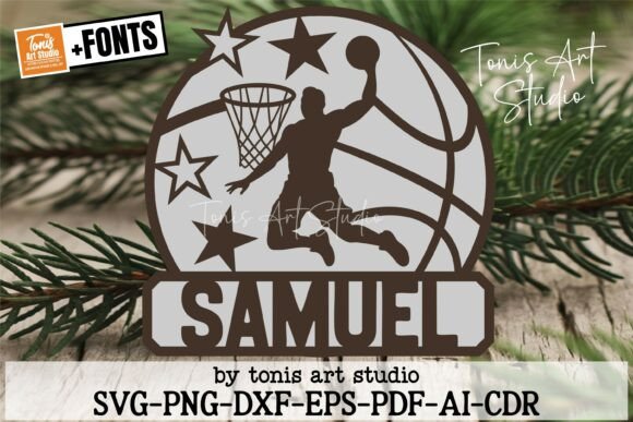 Download Basketball Dunk Round Sign SVG Laser Cut - Laser cut Collection