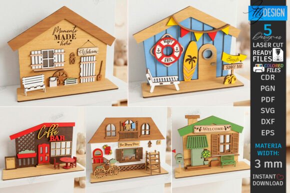 Download Mini House Entrance Laser Cut Bundle SVG - Laser cut Collection