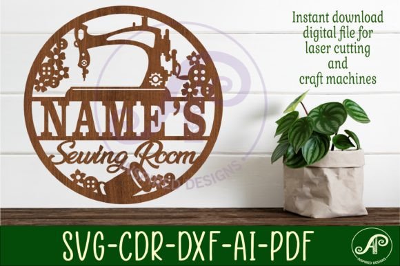 Download Sewing Room Name Sign Svg Laser Cut Temp - Laser cut Collection