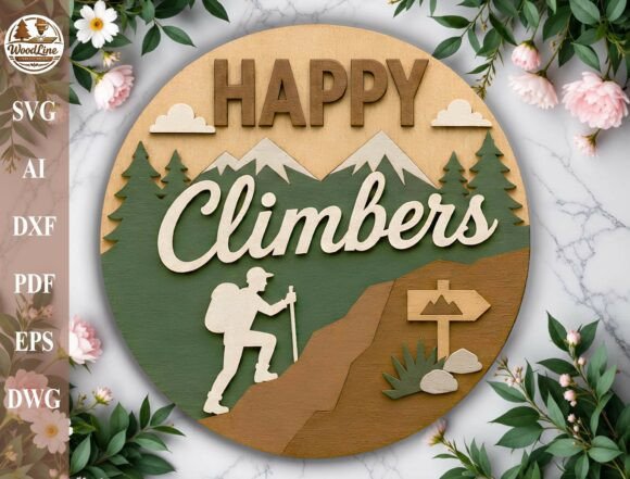 Download Hiking Round Sign Laser Cut File SVG - Laser cut Collection