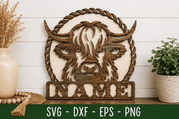 Download Highland Cow Name Sign Svg Laser Cut - Laser cut Collection