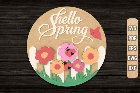 Download Hello Spring Flower Sign Laser Cut - Laser cut Collection