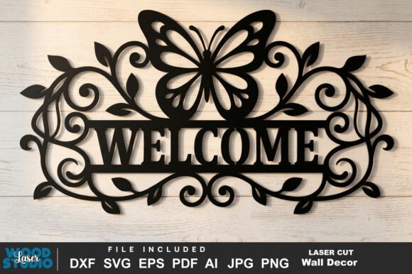 Download Butterfly Welcome Sign Laser Cut SVG - Laser cut Collection