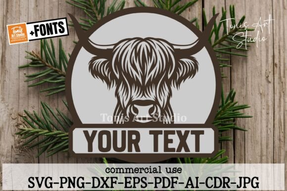 Download Highland Cow Name Sign SVG Laser Cut - Laser cut Collection