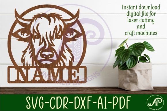 Download Highland Cow Name Sign Svg Laser Cut - Laser cut Collection