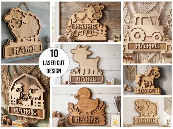 Download 3D Farm Animal Name Sign Laser Cut - Laser cut Collection