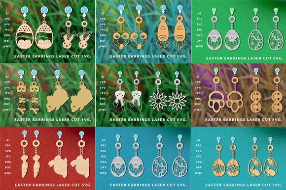 Download Happy Easter Earrings Laser Cut Bundle - Laser cut Collection