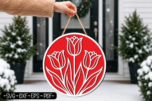 Download Tulip Round Door Hanger Laser Cut SVG - Laser cut Collection