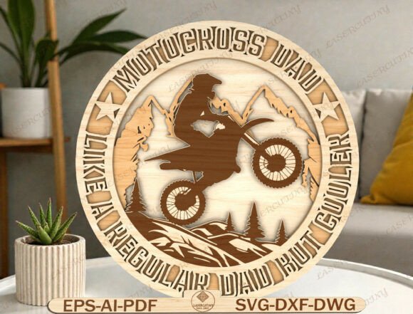 Download Round Dirt Bike Sign Laser Cut File - Laser cut Collection