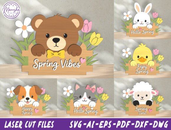 Download Spring Animal Sign Laser Cut SVG Bundle - Laser cut Collection