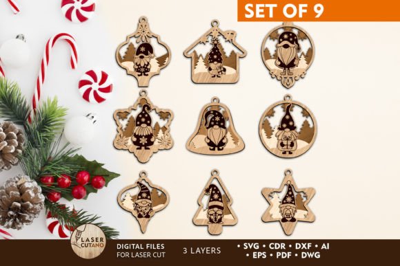 Download Christmas Ornaments Gnomes Cut Templates - Cut templates Collection