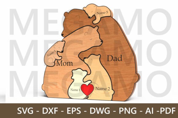 Download Bear Family Hug Laser Cut Sign SVG - Laser cut Collection