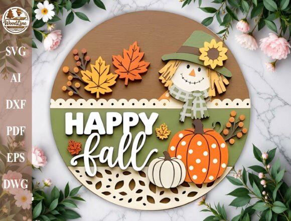 Download Happy Fall Door Sign Laser Cut File SVG - Laser cut Collection