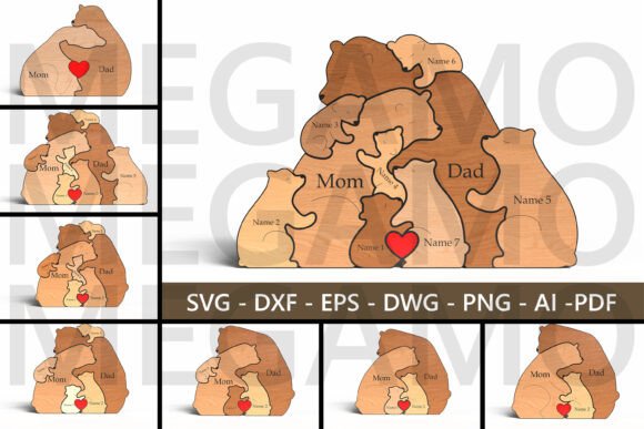 Download Laser Cut Bear Family Puzzle for Dad SVG - Laser cut Collection