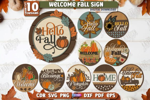 Download Welcome Fall Signs Laser Cut Bundle - Laser cut Collection