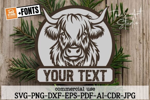 Download Highland Cow Name Sign SVG, Laser Cut - Laser cut Collection