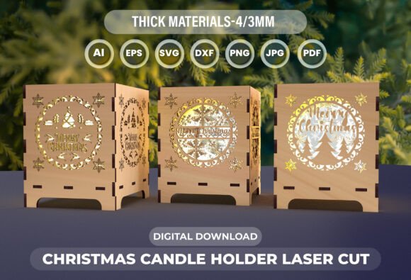 Download Christmas Candle Holder Laser Cut File 6 - Laser cut Collection