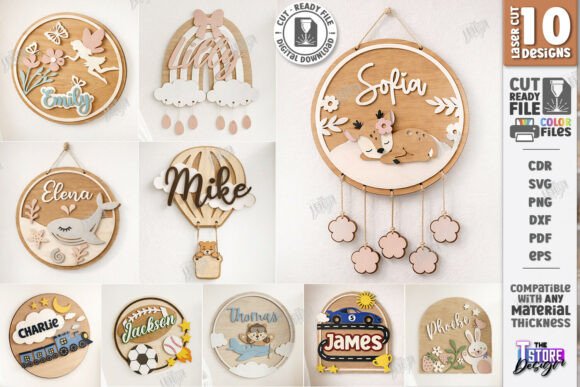 Download 3D Kids Room Name Signs Laser Cut Bundle - Laser cut Collection