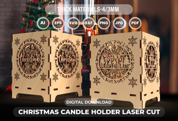 Download Christmas Candle Holder Laser Cut File 8 - Laser cut Collection