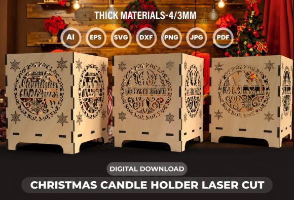 Download Christmas Candle Holder Laser Cut File 7 - Laser cut Collection