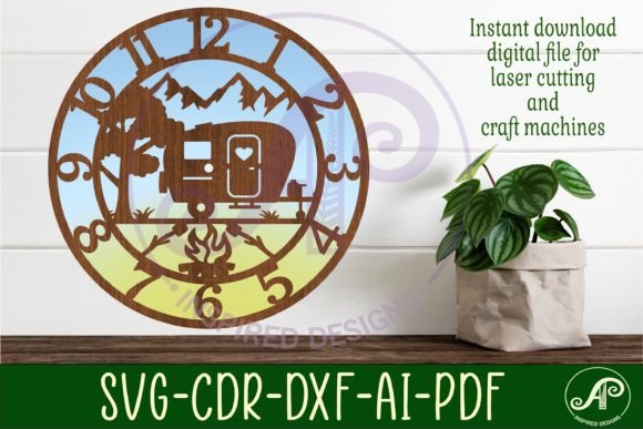 Download Caravan/camping Wall Clock Laser Cut - Laser cut Collection