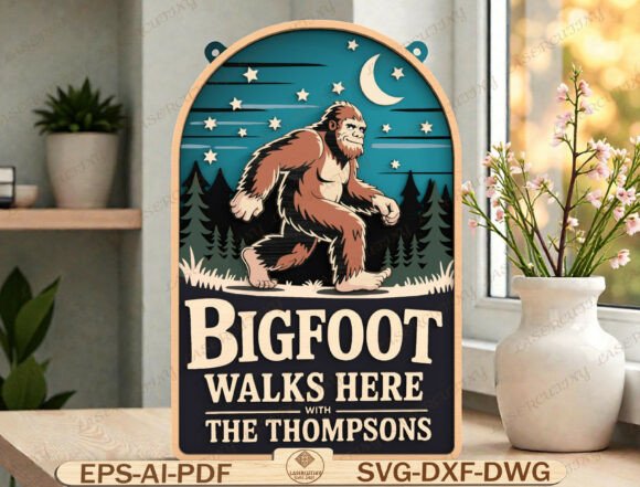 Download Bigfoot Family Sign Laser Cut File - Laser cut Collection