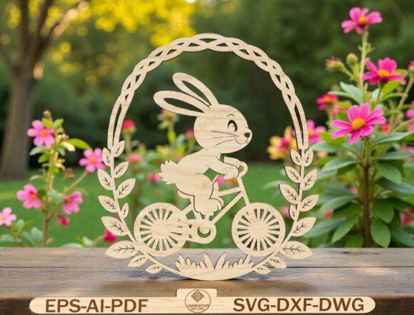 Download Spring Bunny Wreath Sign Laser Cut File - Laser cut Collection