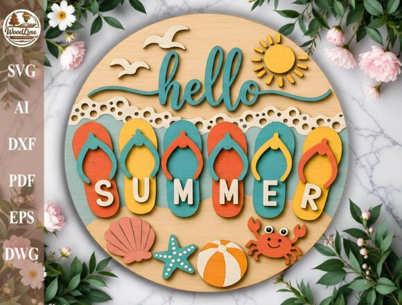 Download Flip Flops Beach Door Sign Laser Cut SVG - Laser cut Collection