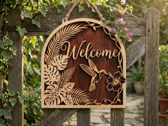 Download Laser Cut Tropical Welcome Sign - Laser cut Collection