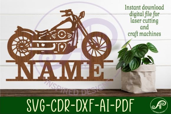 Download Motorcycle Name Sign Svg Laser Cut File - Laser cut Collection