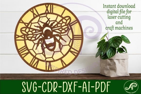 Download Bee Wall Clock Laser Cut Files, SVG File - Laser cut Collection