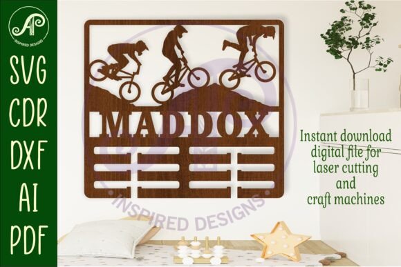 Download BMX Bike Medal Holder Name Svg Laser Cut - Laser cut Collection