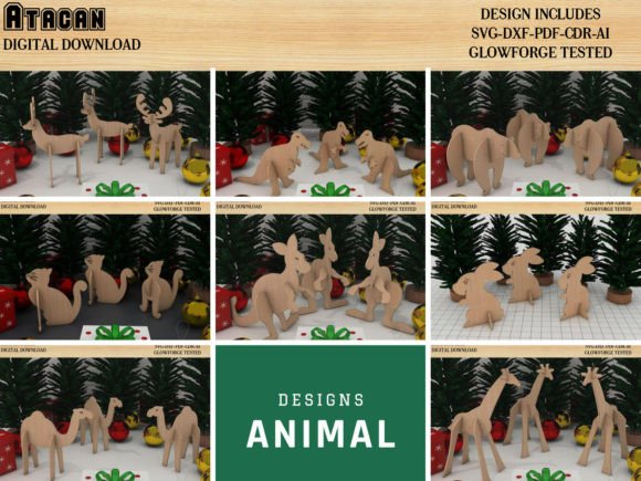 Download 3D Animals Puzzle, DIY Laser Cutting - Laser cut Collection