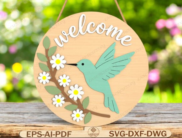 Download Welcome Bird Door Hanger Laser Cut - Laser cut Collection