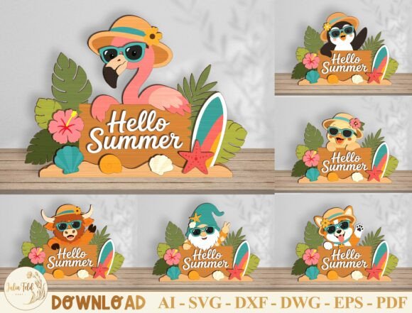 Download Hello Summer Laser Cut File SVG Bundle - Laser cut Collection