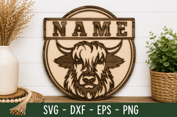 Download Highland Cow Name Sign Svg Laser Cut - Laser cut Collection