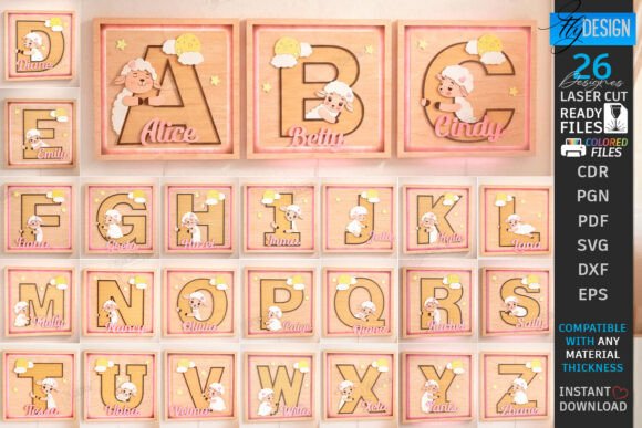 Download Nursery Name Sign Alphabet Laser Cut Set - Laser cut Collection