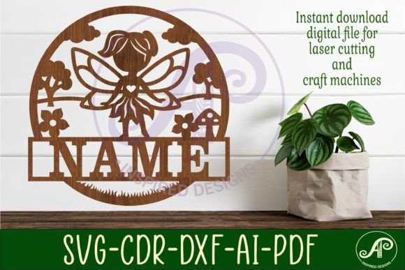 Download Fairy Name Sign Svg Laser Cut Template - Laser cut Collection