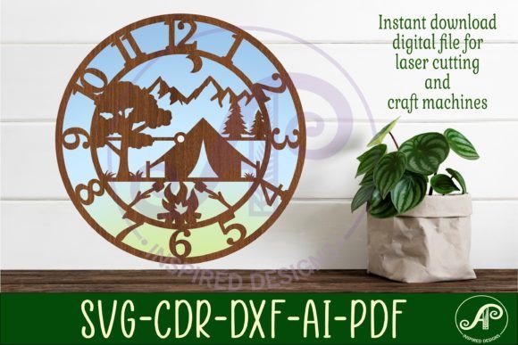 Download Camping Wall Clock Laser Cut Files, SVG - Laser cut Collection