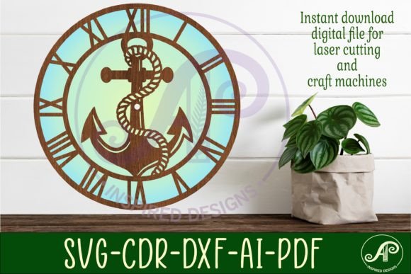 Download Anchor Wall Clock Laser Cut Files, SVG - Laser cut Collection