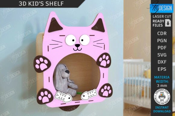 Download 3D Kids Shelf Laser Cut | Nursery Décor - Laser cut Collection