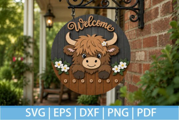 Download Highland Cow Welcome Sign SVG Laser Cut - Laser cut Collection